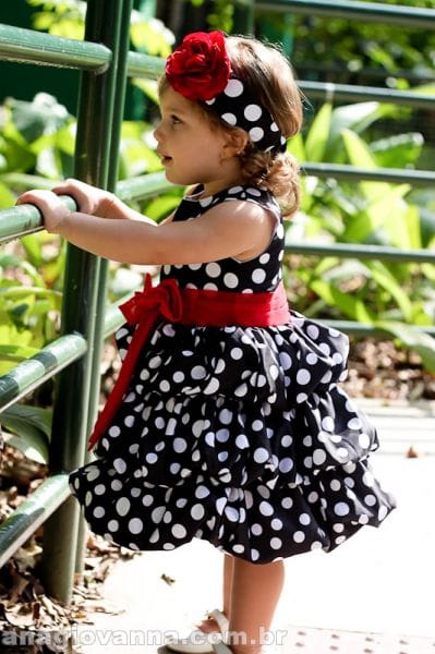 Vestido Minnie Preto com Bolinhas Brancas Balon