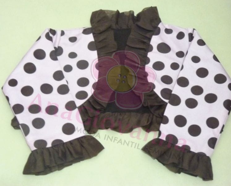 Bolero Infantil Rosa de Bola Marrom