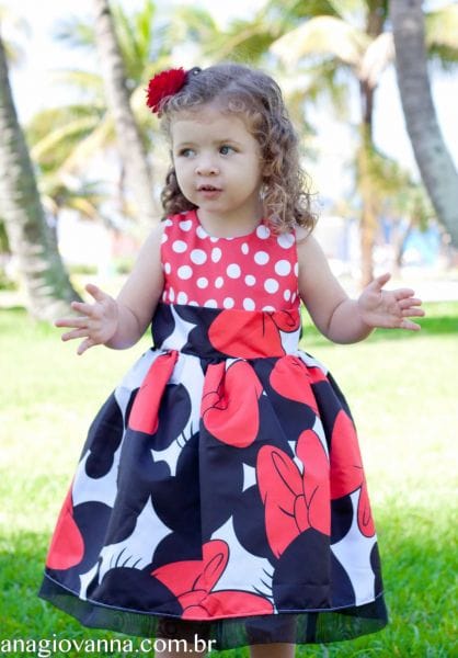 Vestido Social da Minnie Preto e Vermelho