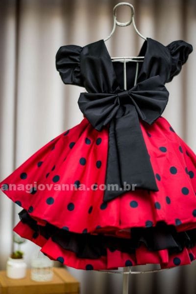 Vestido Infantil Minnie Vermelha Luxo