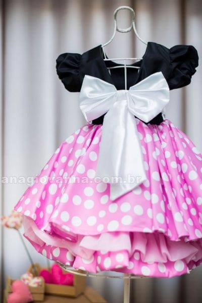 Vestido Minnie preto com rosa