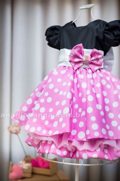 Vestido Minnie preto com rosa