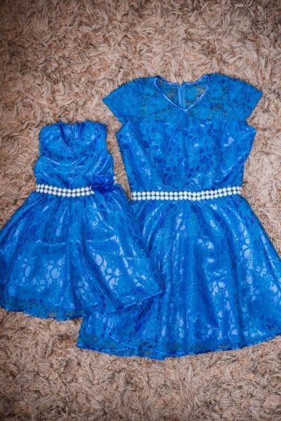 Vestidos Me e Filha de Renda Azul