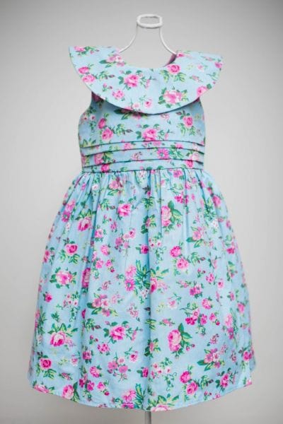 Vestido Infantil Floral Azul para Festa