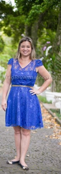 Vestido Adulto de Renda Azul