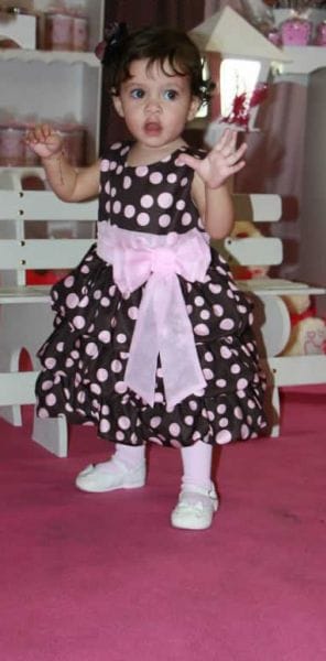 Vestido Infantil Marrom de Po Rosa para Festa