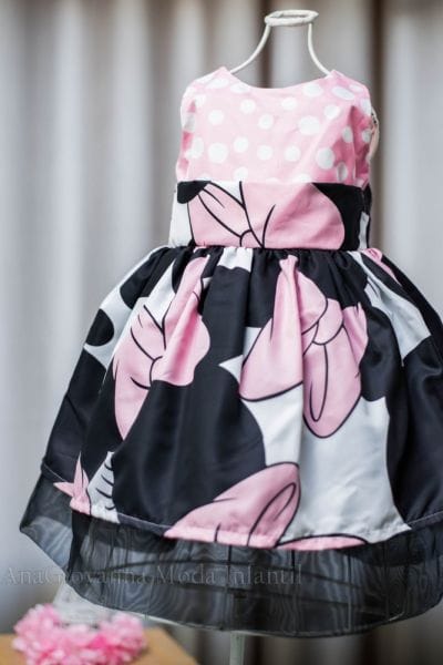 Vestido Social Infantil da Minnie Rosa para aniversrio