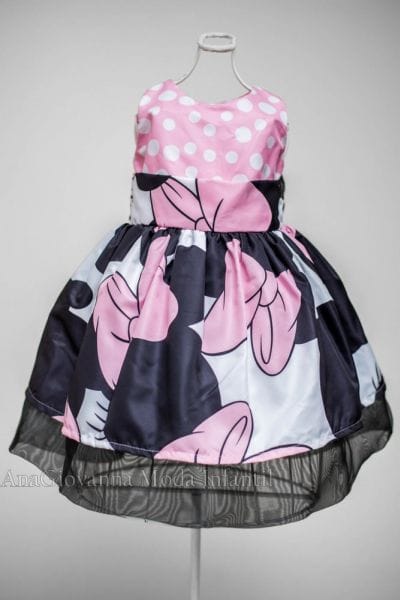 Vestido Social Infantil da Minnie Rosa para aniversrio