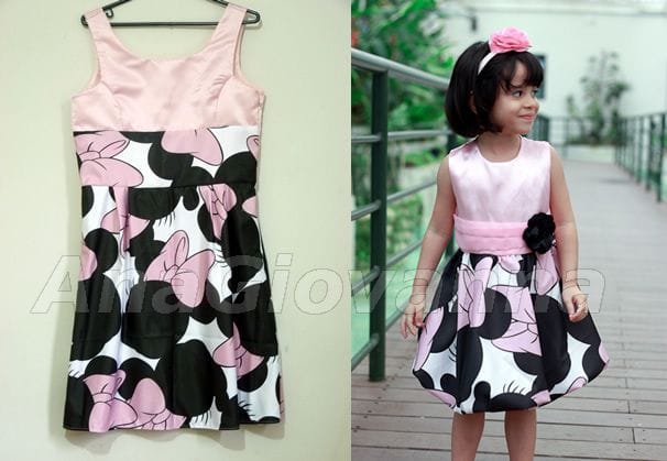 Vestidos Me e Filha Minnie Mouse Rosa