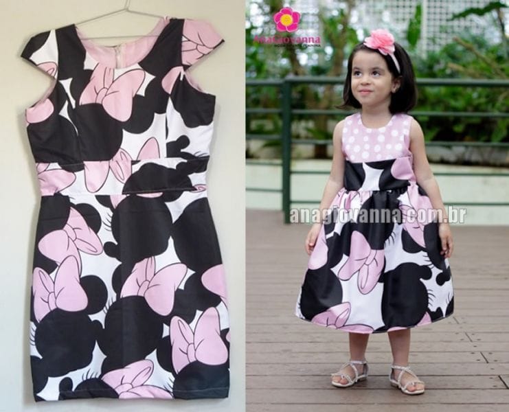 Vestidos Tal Me Tal Filha Minnie Rosa para Festa