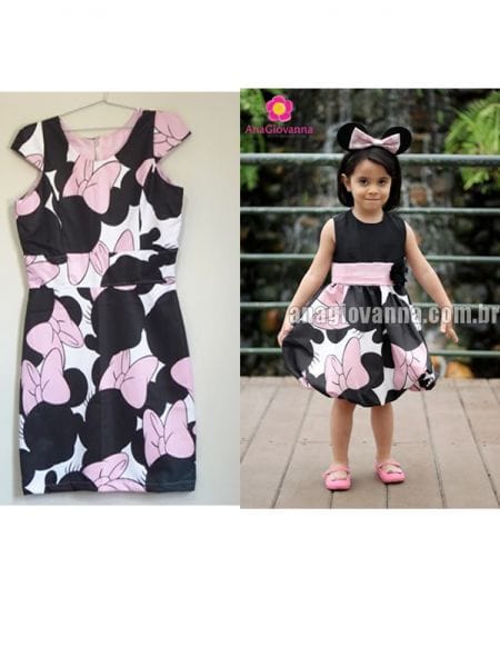 Vestidos Me Filha Minnie Mouse Rosa