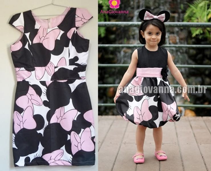 Vestidos Me Filha Minnie Mouse Rosa