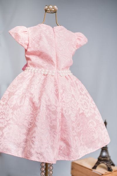 Vestido Infantil Princesa Rosa de Renda para Festa