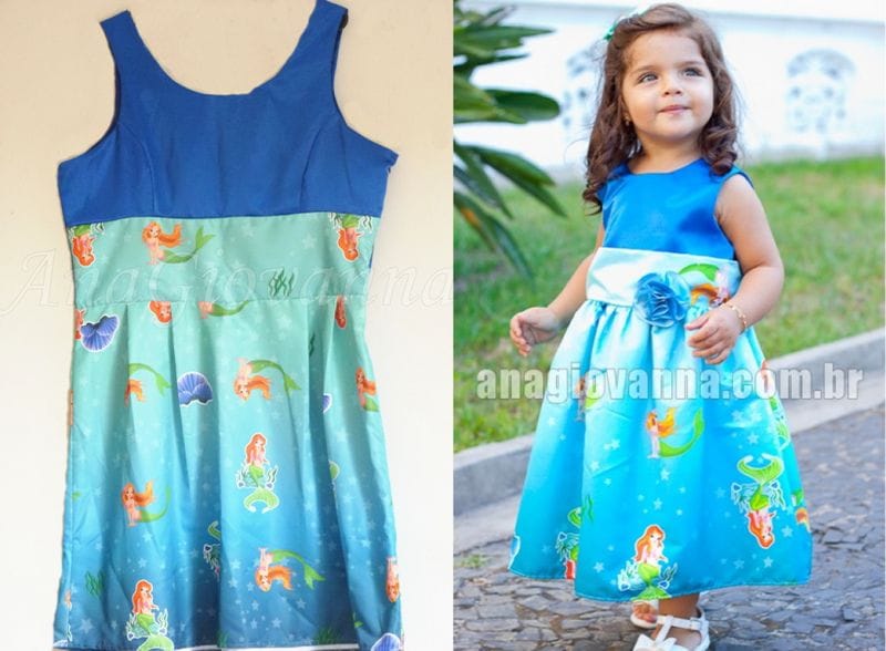 Vestidos Me e Filha Pequena Sereia