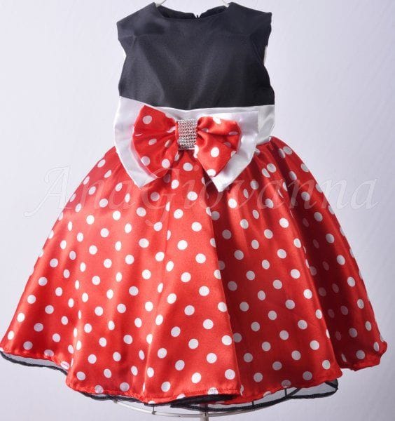 Vestido Infantil Social da Minnie Vermelho e Preto