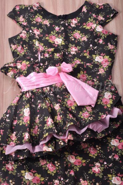 Vestidos Me e Filha Floral Preto