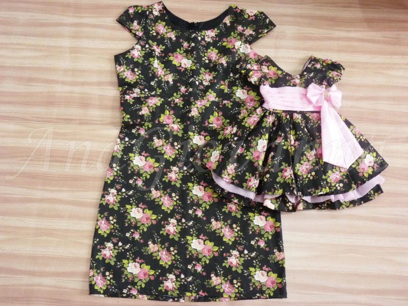 Vestidos Me e Filha Floral Preto