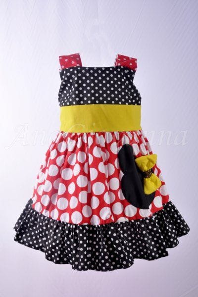 Vestido Minnie Preto e Vermelho para Festa Infantil