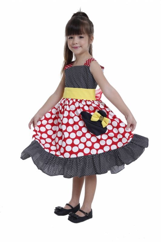 Vestido Minnie Preto e Vermelho para Festa Infantil