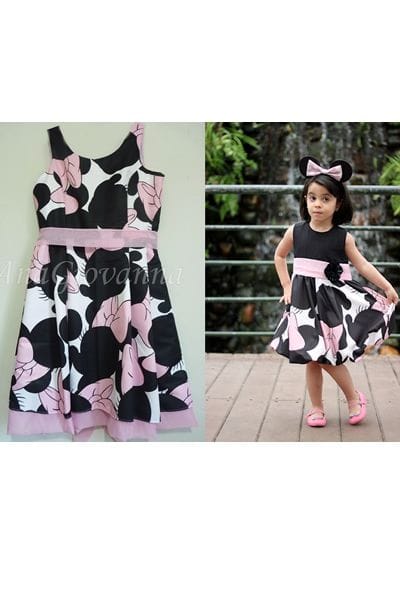 Vestidos Tal Me Tal Filha Minnie Rosa e Preto