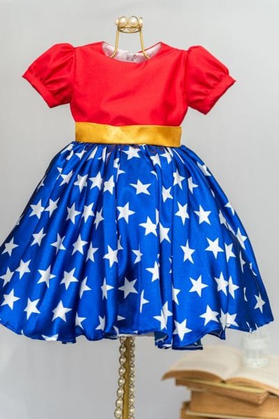 Vestido de festa Infantil da Mulher Maravilha