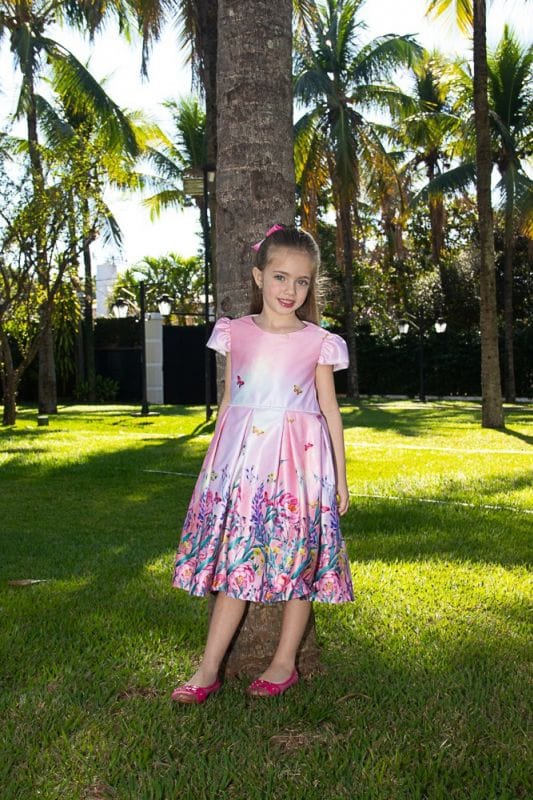 Vestido para Festa Infantil Floral Rosa