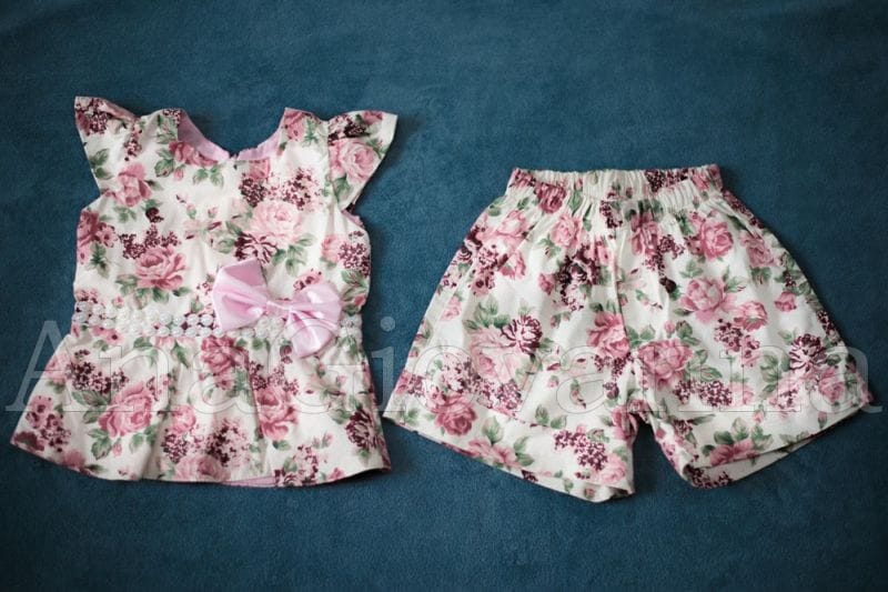 Conjunto Infantil Feminino Blusa e Shorts Florido