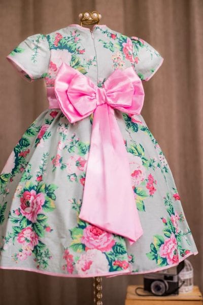 Vestido de Festa Infantil Floral Verde para Aniversrio