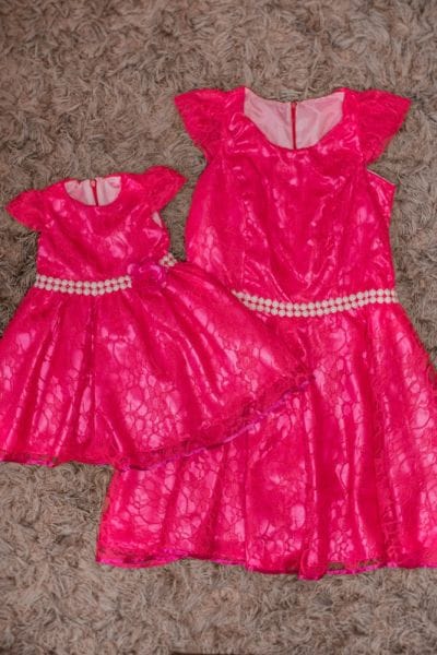 Vestidos de Renda Me e Filha Pink