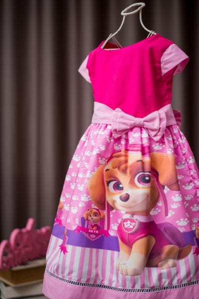 Vestido infantil para festa Patrulha Canina