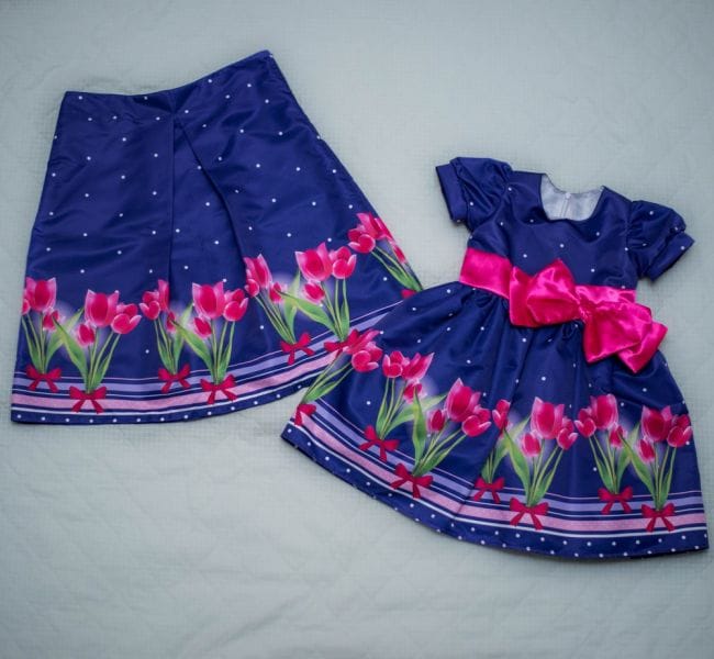 Vestido Infantil e Saia Adulto Floral