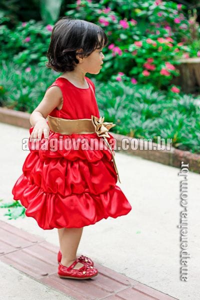 Vestido Infantil Balon Vermelho