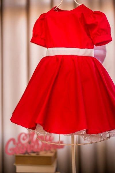 Vestido Infantil Vermelho e Branco