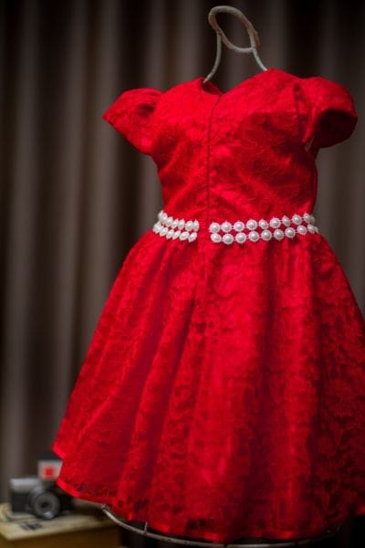 Vestido Infantil Vermelho para festa de renda