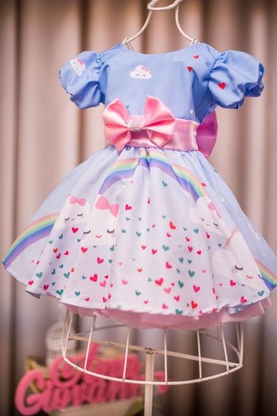 Vestido Infantil Tema Chuva de Amor