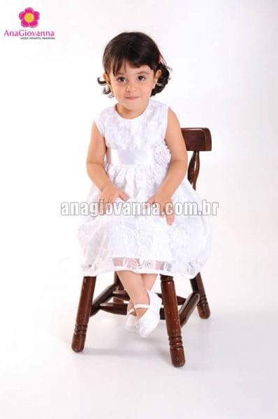 Vestido Infantil de Renda Branco para festa