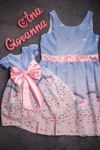 Vestidos Me e Filha Chuva de Amor