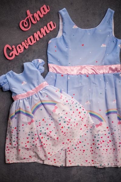 Vestidos Me e Filha Chuva de Amor