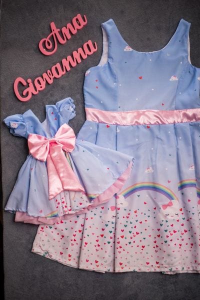 Vestidos Me e Filha Tema Chuva de Amor