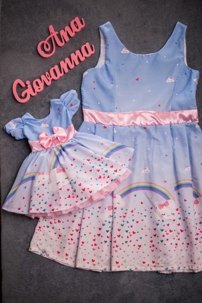 Vestidos Me e Filha Tema Chuva de Amor