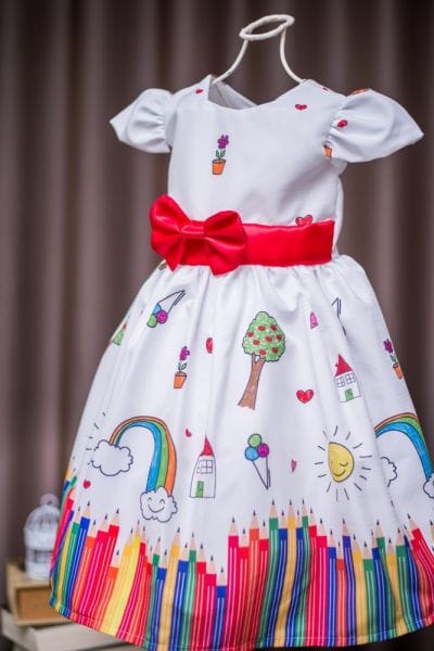 Vestido de Festa Infantil Aquarela