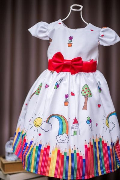 Vestido de Festa Infantil Aquarela