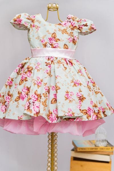 Vestido Infantil Jardim Encantado Floral para Festa