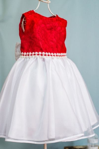 Vestido Infantil Princesa Vermelho e Branco