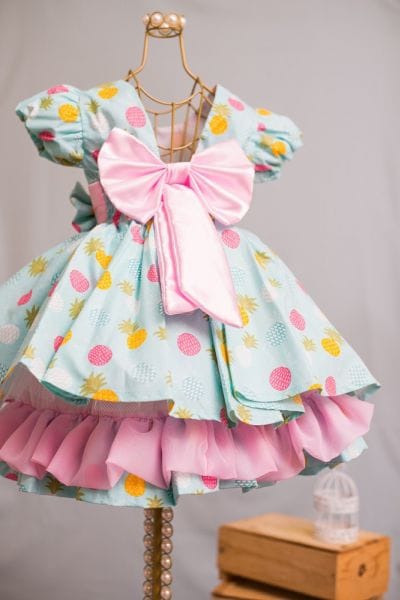 Vestido Infantil Frutas Abacaxi