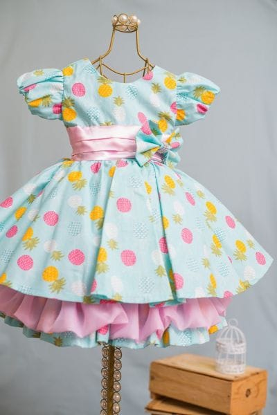 Vestido Infantil Frutas Abacaxi