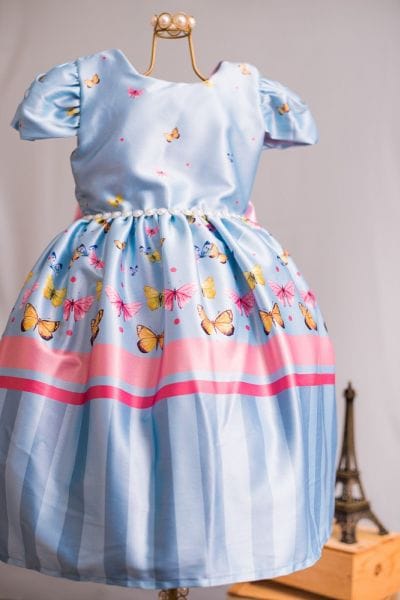 Vestido de borboleta infantil azul