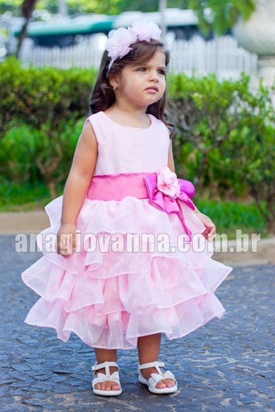 Vestido infantil de festa Princesa Rosa