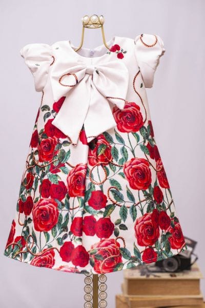 Vestido Infantil Floral Modelo Trapzio