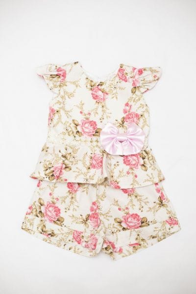 Conjunto Infantil Feminino Floral Rosa